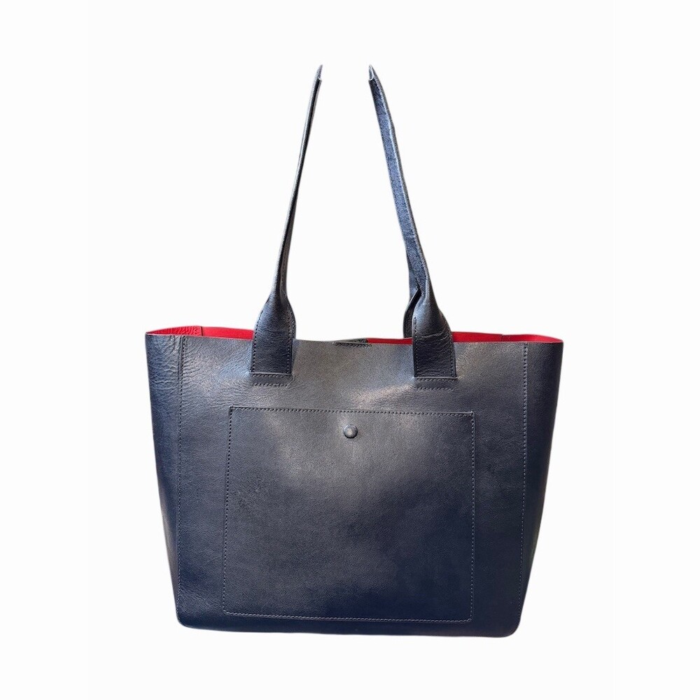 Banana Republic Tote Bag Womens Large Black Red Interior Magnetic Snap